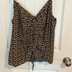 Olivia Grey Navy and gold flowered tank